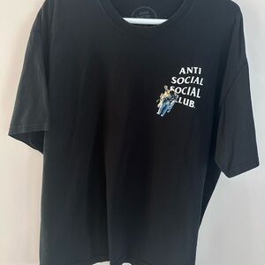 Anti Social Social Club Black Tee with Small Multicolor Biker Graphic